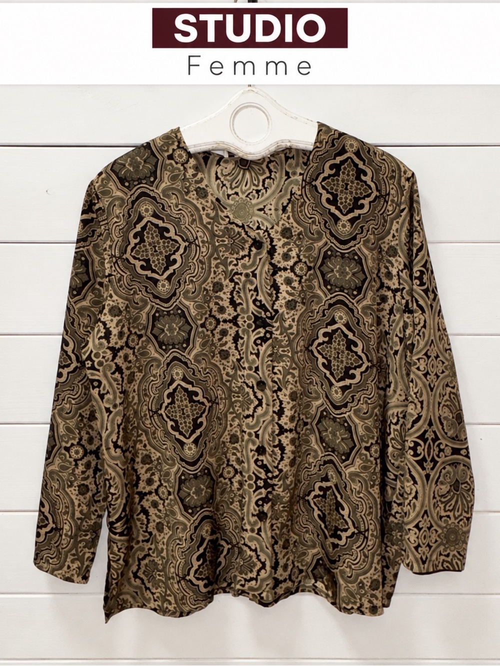STUDIO FEMME โ Vintage Paisley Blouse โ Estimated Size L/XL